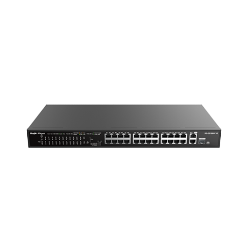 Picture of Ruijie RG-ES126S-P V2, 24-Port 10/100 Mbps with 2-Port Gigabit Rackmount PoE Switch