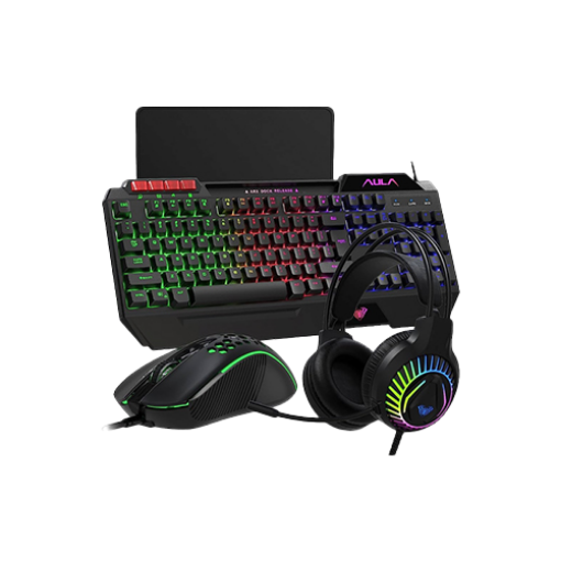 Picture of Aula T650 RGB Black USB Wired Gaming Keyboard, Mouse, Mouse Pad & Headphone Combo